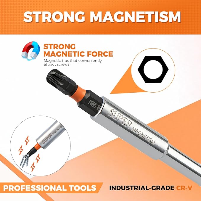 HORUSDY 6-in-1 Ratcheting Screwdriver Set, Magnetic Multi-Bit Screwdriver with Built-in Premium S2 Bits & 126mm Extension Bar, Dad Mens Gifts for Christmas, All-in-One Tool for Home Repair, DIY