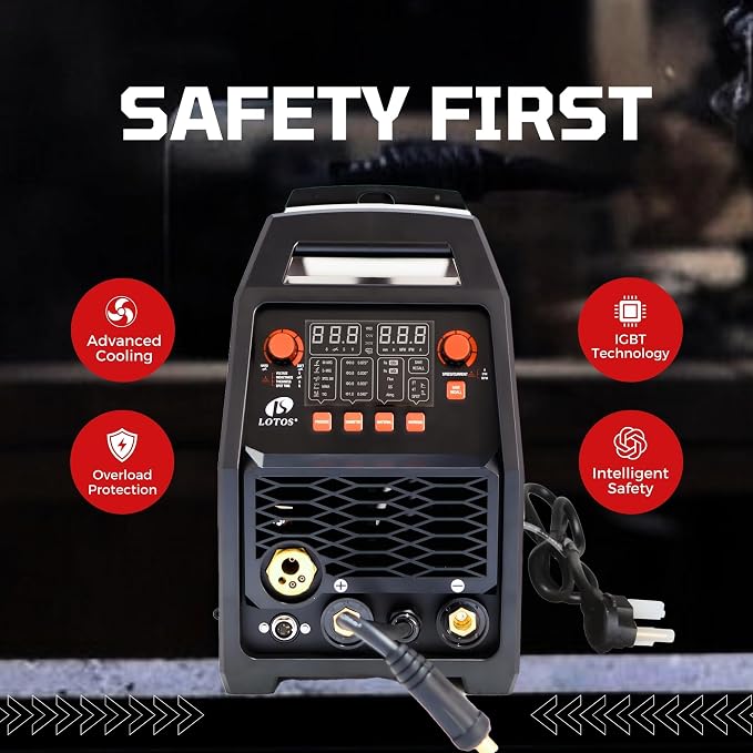 MIG180SP 6-in-1 180A MIG Welder with Spool Gun for Aluminum Welding, Gas/Flux-Core MIG, Lift TIG, Stick, Spot, Auto Synergic Voltage Fine-Tune, 120/240V Dual-Voltage, LED Display