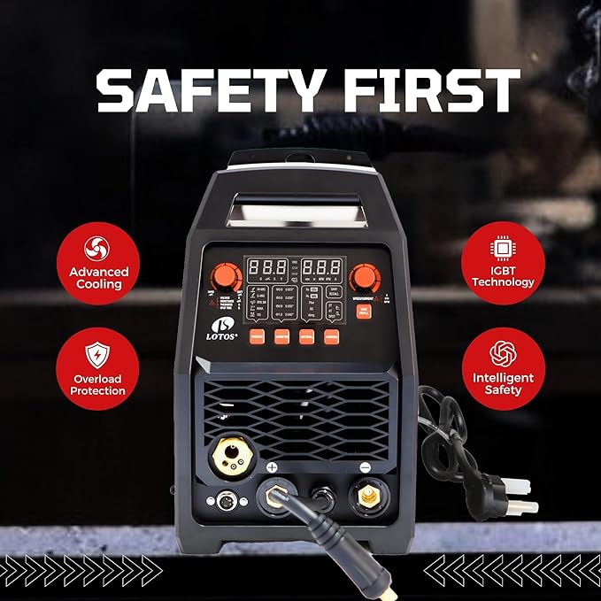 MIG180SP 6-in-1 180A MIG Welder with Spool Gun for Aluminum Welding, Gas/Flux-Core MIG, Lift TIG, Stick, Spot, Auto Synergic Voltage Fine-Tune, 120/240V Dual-Voltage, LED Display