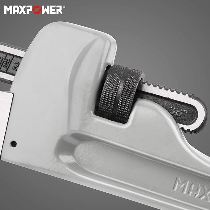 MAXPOWER 36-inch Pipe Wrench, 4.7” Jaw Opening, Aluminum Plumbing Wrench | Heavy Duty Straight Pipe Wrench