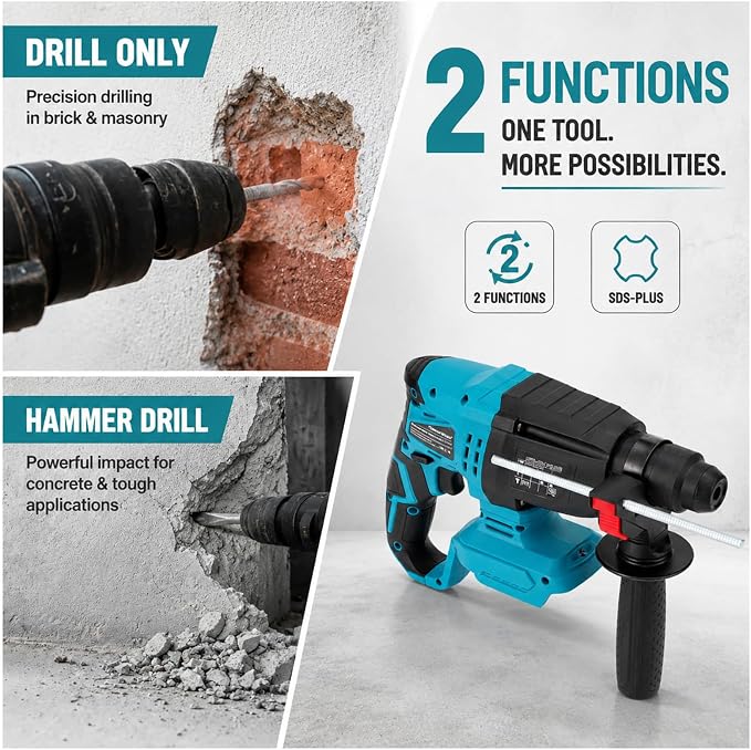 SDS-Plus Rotary Hammer Drill for Makita 18V Battery,Max Drilling Diameter 1-1/8",2 Joules Cordless Hammer Drill for Concrete Masonry,Stones, Cement,Tool Only