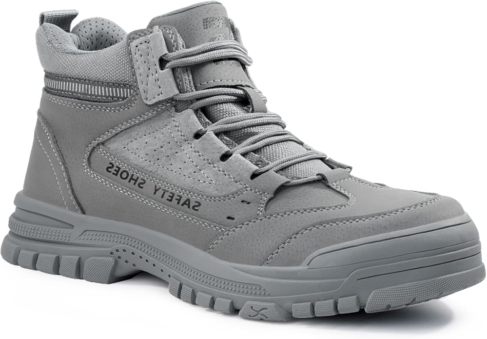 GUSAYEX Steel Toe Boots for Men Puncture Resistant Safety Work Boots with Kevlar Midsole Industrial Lightweight Men's Work & Utility Protective Shoes for Construction Warehouse Factory