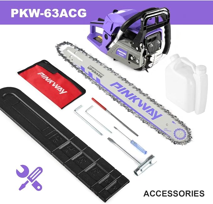 2-cycle 63CC Chainsaw Saw Gas Powered 20" Chain Saws Cordless Petrol Saw Handheld Chainsaw for Cutting Wood Trees Branches，63ACG Upgrade