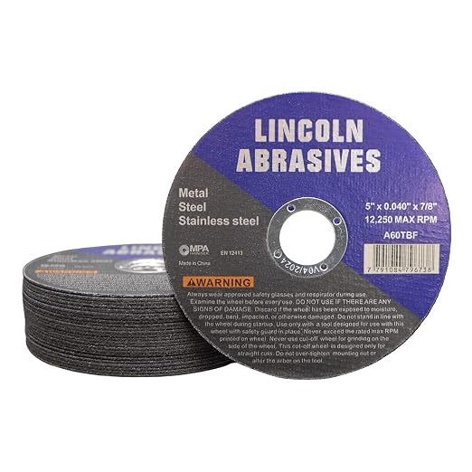 25 Pack 5" Cut-Off Wheels Lincoln Abrasives .040" Metal & Stainless Steel