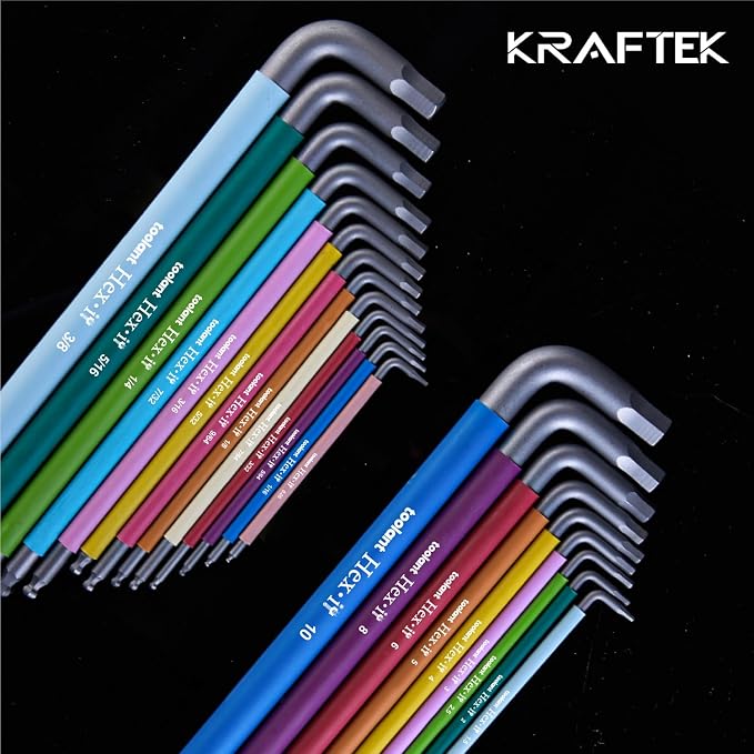 toolant Metric Allen Wrenches Sets 9pcs, Extra Long Arm Allen Key Set with Ball End, Crafted Hex Key Set with Color Coded Sleeves, Unique Patented Holder Design for Magnetizing and Demagnetizing