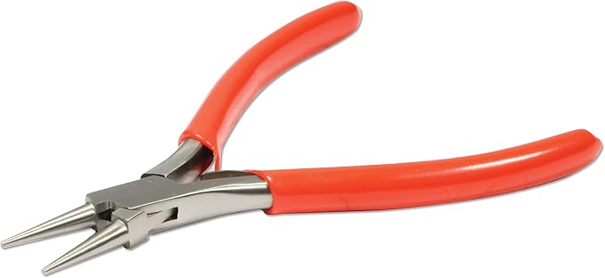 The Beadsmith Platinum Series German Round Nose Pliers, 4.75 inches (120mm) with Polished Steel Head, red PVC Comfort Grip Handle and Double-Leaf Spring, Tool for Jewelry Making
