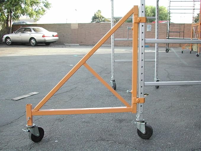 CBM Scaffold Rolling Tower Standing at 17' High with Hatch Deck Guard Rail and U Lock Brace CBM1290