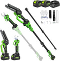 4-in-1 Electric Pole Saw & Pruning Shears, 6 Inch Pole Saws for Tree Trimming, Cordless Pruning Shears with Lightweight 15ft Extension Pole, 2 * 4.0Ah Battery Powered Pole Saw Pole Pruner for Garden