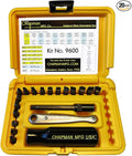 Chapman MFG 9600 Starter Slotted Screwdriver Set - 20 Pieces - Includes 14 Slotted Head Insert Bits, 2 Phillips, Mini Ratchet, Screwdriver Handle, Extension + Open Slots, USA Made (Yellow Case)