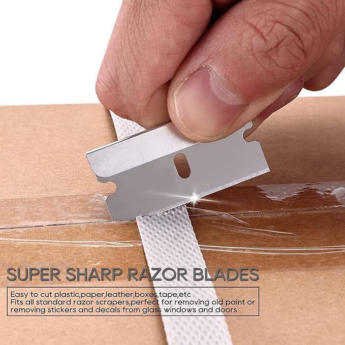 REXBETI 1400PCS Single Edge Razor Blades, Industrial Razor Blades for Scraper, Suitable for Removing Labels, Decals, Stickers and Old Paint