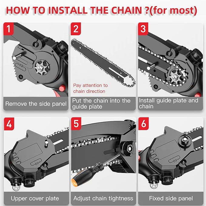 6 Inch Mini Chainsaw Chain and Bar Combo (4Chains + 1Bar), 6 Inch Replacement Chains for Portable Mini Chainsaw Wood Branch Cutting 1/4" LP Pitch .043" Gauge 37 Drive Links