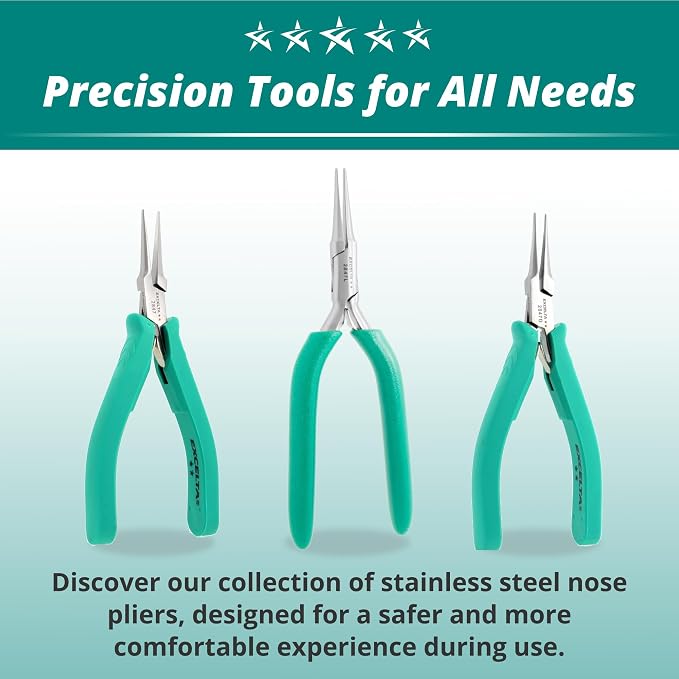 Excelta Stainless Steel Pliers, Gentle Spring Mechanism, 5.5" Length