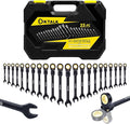 22-Piece Ratcheting Wrench Set with 180° Flex Head & Anti-Slip Design, Metric (6-18mm) and SAE (1/4-3/4") Combination Wrench Set, Professional Grade Chrome Vanadium Steel with Organizer Box