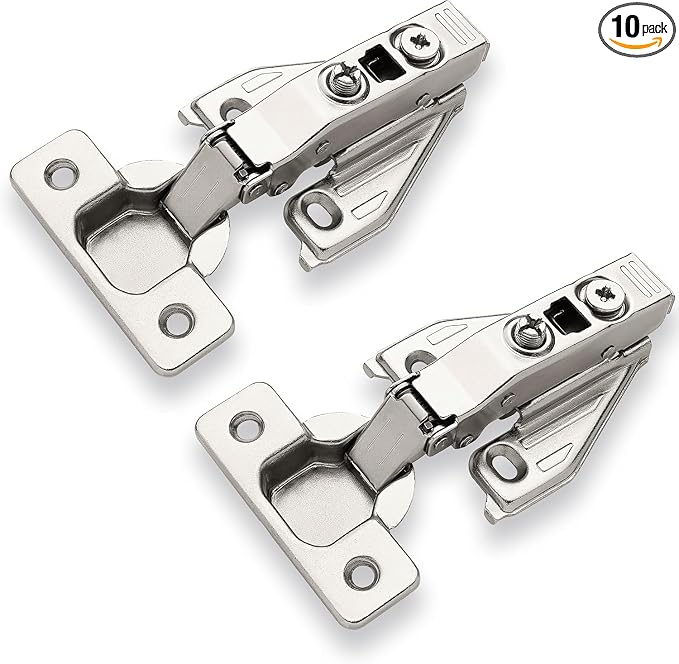 DecoBasics (10 PCS) Full Overlay Soft Close Cabinet Hinges for Kitchen Cabinets - 105° Face Frame Concealed Cabinet Door Hinge -3 Way Adjustability -Clip on Plate & Matching Screw 4 Easy Installation