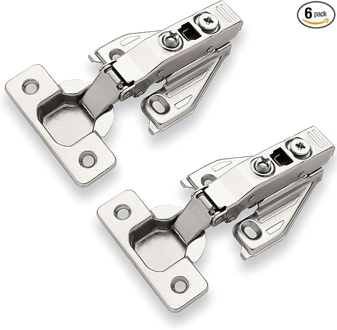 DecoBasics (6 PCS) Full Overlay Soft Close Cabinet Hinges for Kitchen Cabinets - 105° Face Frame Concealed Cabinet Door Hinge -3 Way Adjustability -Clip on Plate & Matching Screw 4 Easy Installation