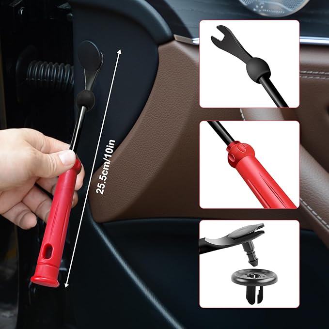 3 Pcs Clip Pliers and Fastener Remover,Clip Removal Tool Panel Clip Removal Pliers Car Trim Rivet Removal Pry Tool Repair Kit for Automotive Door Panel,Upholstery,Dashboard Red