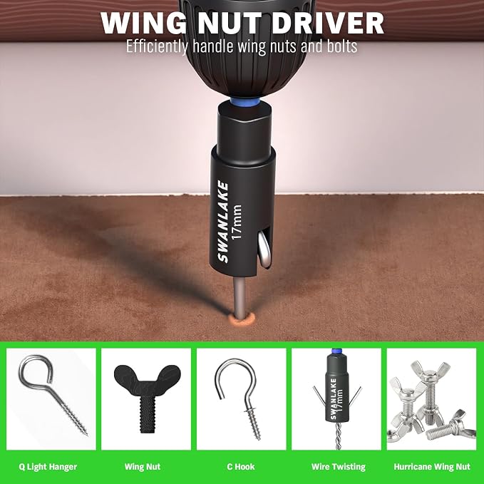41-Piece Magnetic Nut Driver Set for Impact Drill Metric & SAE, Impact Socket Adapter, 2-IN-1 Ratchet Handle, Wing Nut Driver, Universal Socket, 1/4'' Quick-change Bit Holder
