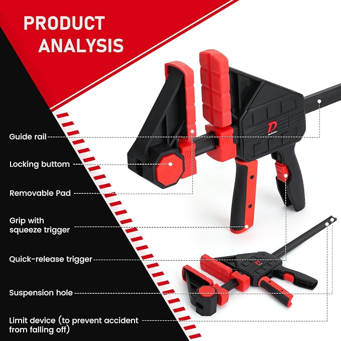 600lbs Clamping Force Bar Clamps for Woodworking, 12 Inch Wood Clamp × 2pcs, Four Times Clamping Force of Standard Products, One Hand Heavy Duty Bar Clamps, Quick Grip Clamps for Carpentry
