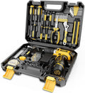 Sundpey 166-PC Small Basic Home Tool Kit Set with 12V Cordless Drill & Case