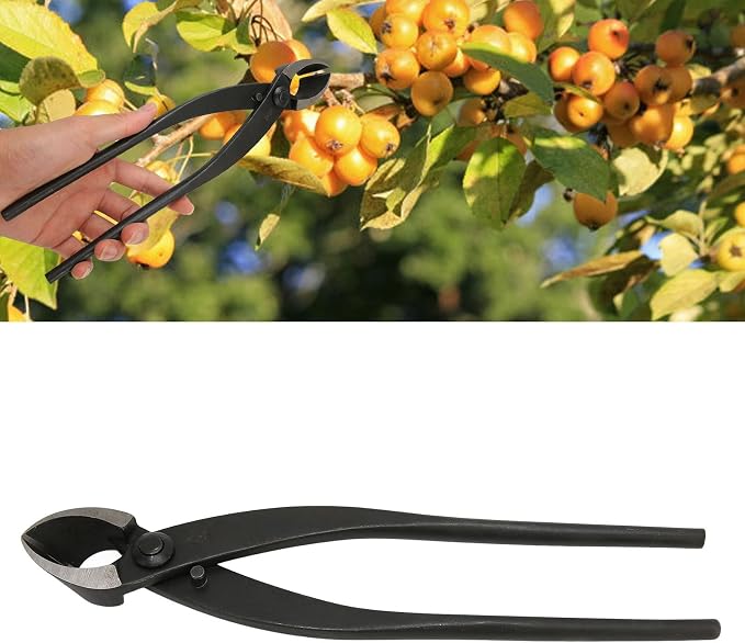 Shanrya Bonsai Concave Branch Cutter, 11in Length BonsaiCutter Gardening Tools Manganese Steel with Ergonomic Handle for Bonsai Modeling