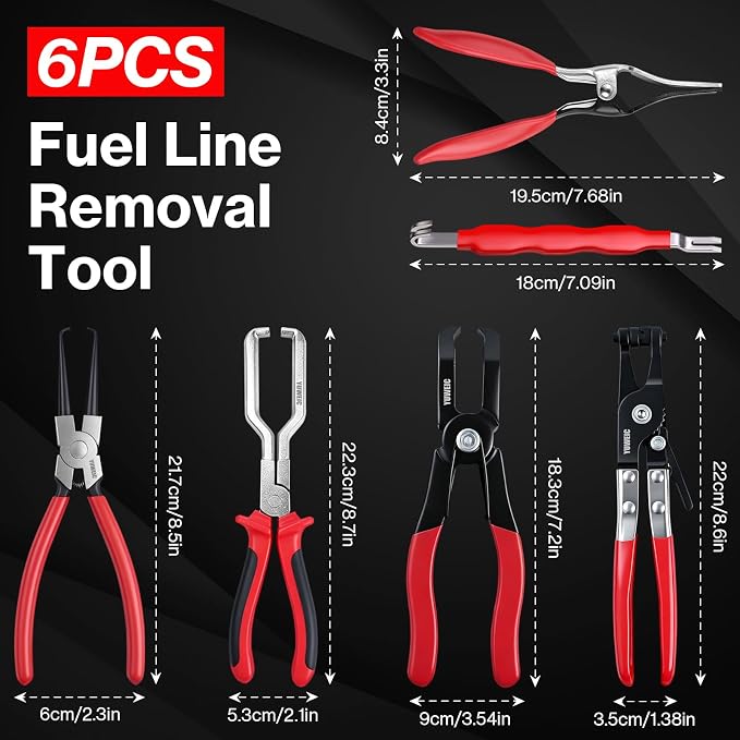10 PCS Electrical Disconnect Pliers Fuel Line Disconnect Tool Kit, Hose Clamp Pliers Set with Snap Ring Pliers, Trim Removal Tools, Hose Removal Tool for Auto Repair
