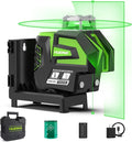 Huepar Self Leveling Laser Level Green Cross Line Laser with 2 Plumb Dots Laser Tool -360° Horizontal Line Plus 140° Vertical Level Laser with Up & Down Points - Rechargeable & Magnetic Bracket 7211CG