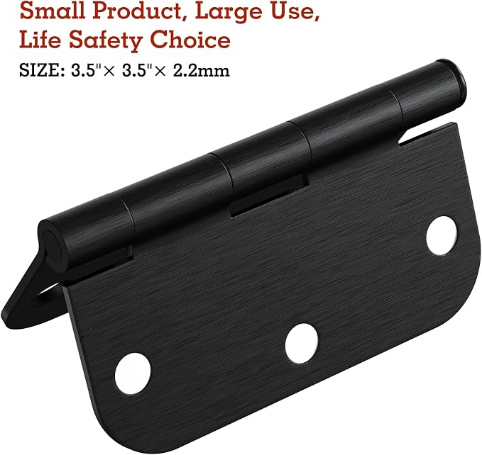 18 Pack Black Oil Rubbed Bronze Door Hinges 3.5" x 3 1/2 Inch Black Brushed Interior Hinge Rounded 5/8" Radius Corner 3 ½"Iron Residential Standard Bedroom Bifold Single Double Doors Hardware Kit