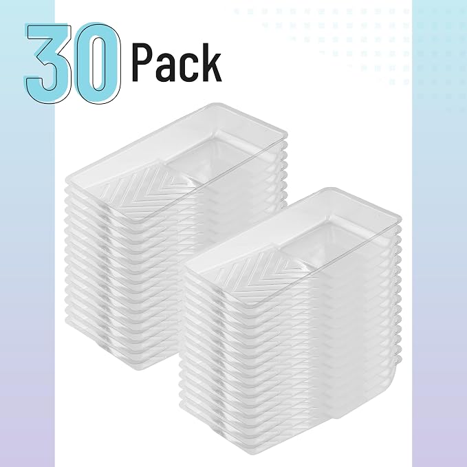 Bates- Paint Tray Liner, 4 Inch, 30 Pack, Clear, Plastic Disposable Paint Tray for Painting Walls