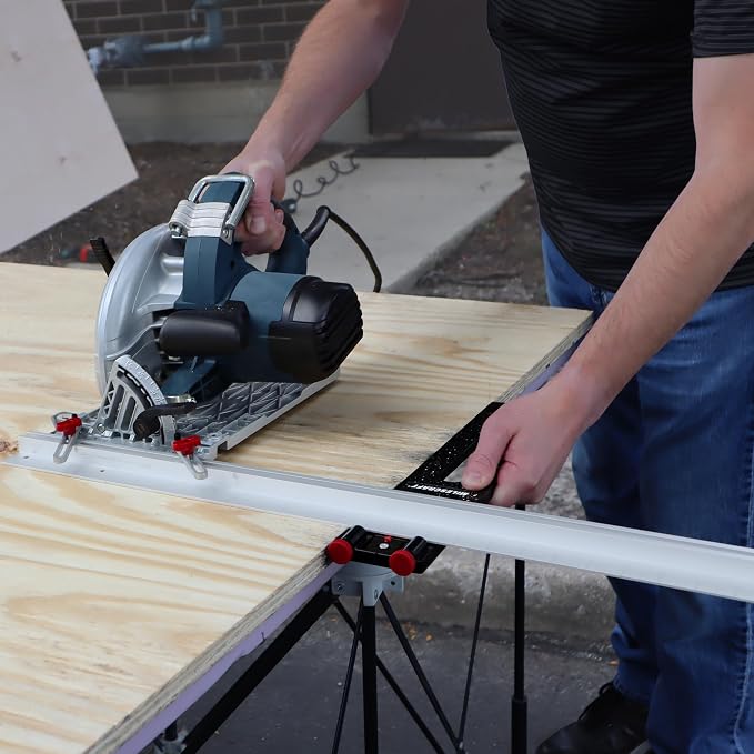 Milescraft 1404 Rip Saw Guide – Circular Saw Edge Guide. Straight Cutting Jig. Rip & Cross Cut Large Sheets. Sidewinder and Worm Drive Saws. 24inch Edge Range. All-Metal Base Prevents Flex