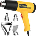 Heat Gun 1300W for Vinyl Wrap,Crafting,Shrink Tubing,Paint,Epoxy Resin,Candle Making,Adjustable Temperature,Overload Protection Hot Air Gun Kit Nozzles (Yellow, Two-Gear Button Temperature Control)