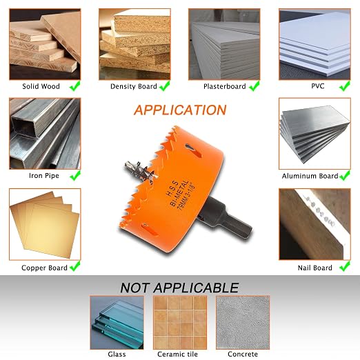 3-1/8 Inch Hole Saw with Arbor for Wood Metal Plastic, 3.125 in Bimetal Hole Cutter, Fast Chip Removal, Smooth Flat Drilling Edge