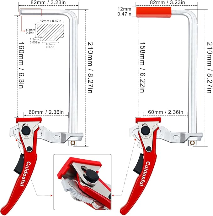 2 Pack Track Saw Clamps for Guide Rail – Heavy Duty Quick Release Ratchet Clamp Set, Compatible with Festool, Makita, Dewalt, Table Saw Hold Down, T Track Woodworking Clamps with Non-Marring Pads