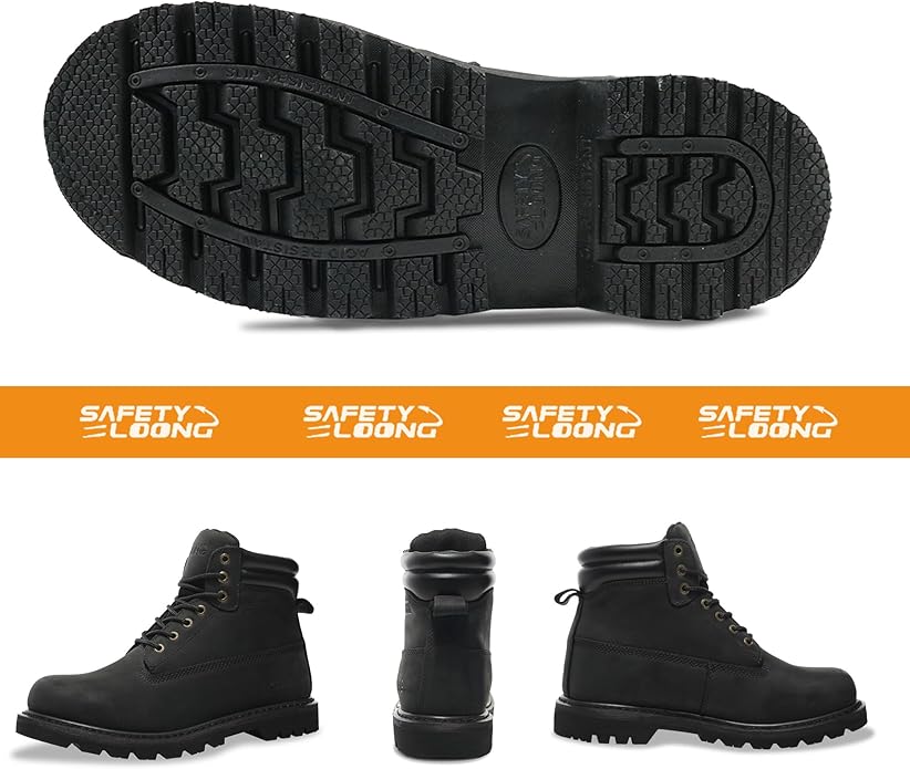 Work Boots for Men Waterproof Soft Toe Non Slip Comfortable Leather Workboots