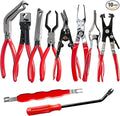 10 Pieces Electrical Disconnect Pliers for Cars, Automotive Electrical Plug Connector Disconnect Tool and Connector Separator and Hose Clamp Pliers, Fuel Line Tool and Auto Trim Removal Tool Set