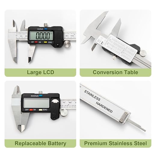 Digital Caliper 0-12" Measuring Tool with Metal Ruler, Micrometer Caliper with Auto-Off Feature, Interchangeable Between inches and millimeters for DIY/Household and 3D Printing, Black