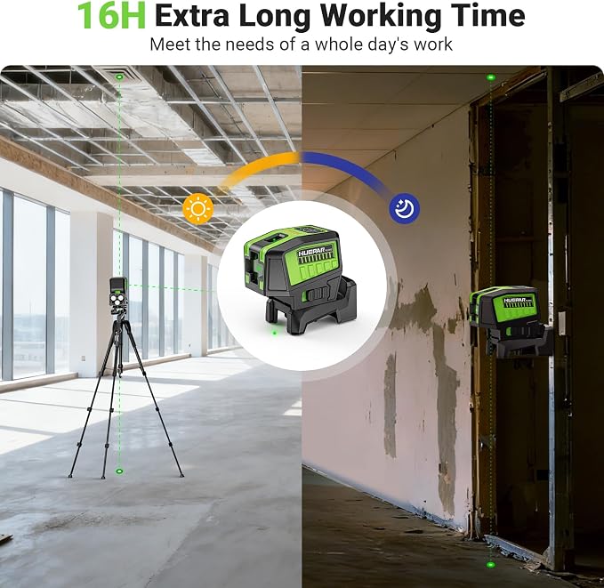 HUEPAR 3 Point Self Leveling Laser Alignment Tool with Plus Mode (98-165Ft), Laser Plumb Dots Level with 360° Magnetic Base Includes 2 AA Batteries & Hard Carrying Case - PL300G