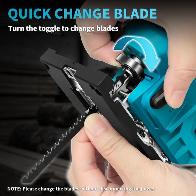 21V Cordless Jigsaw Tool, Electric Jig Saw with 2× 2.0Ah Batteries, 0°-45° Bevel Cuts, 4 Orbital Settings for Wood Cutting, 2800SPM Variable Speed, Mini Jigsaw for Straight/Curve/Circle Cutting (Blue)