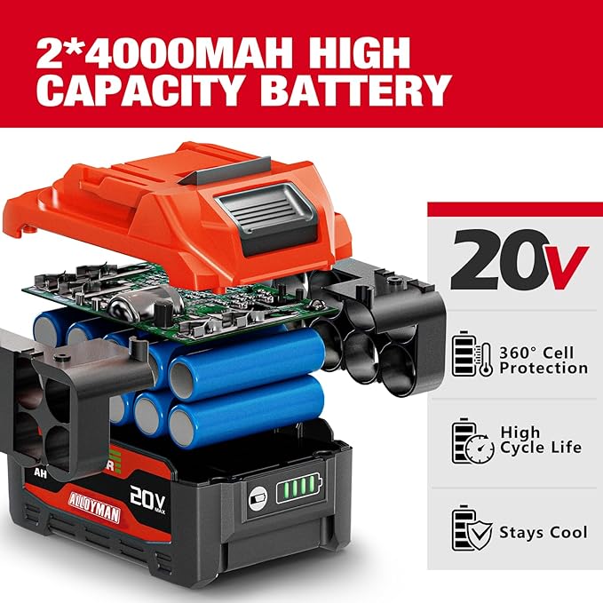 Alloyman Cordless Impact Wrench, 1475Ft-lbs (2000N.m) 1/2 High Torque Brushless Impact Gun, 20V Power Impact Driver, 2*4000mAh Battery,3 Sockets, Brushless Motor Variable Speeds for Car/Truck RV/Mower