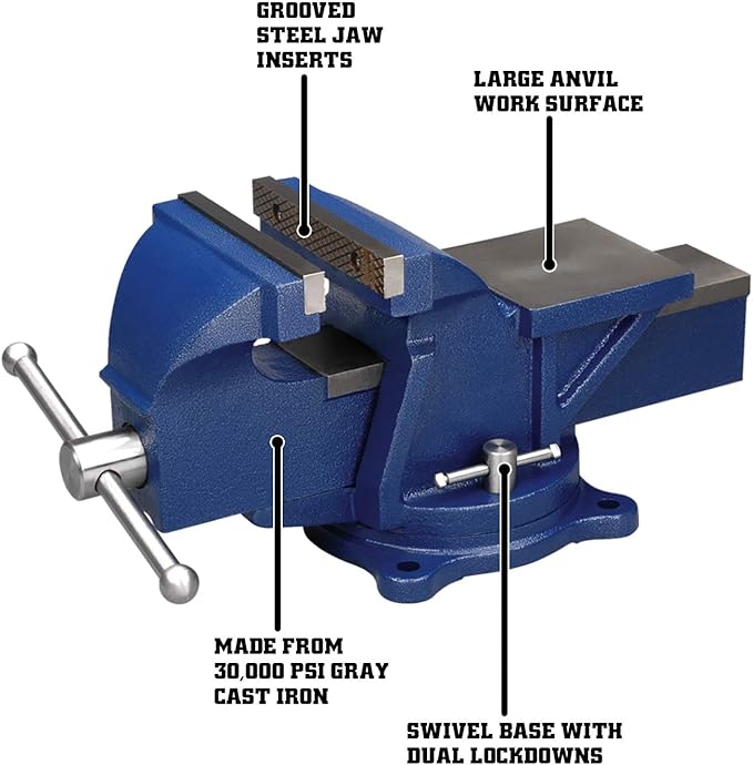 Wilton General Purpose Bench Vise, 5" Jaw Width, 4" Max Jaw Opening, 2-1/2" Throat (11105)
