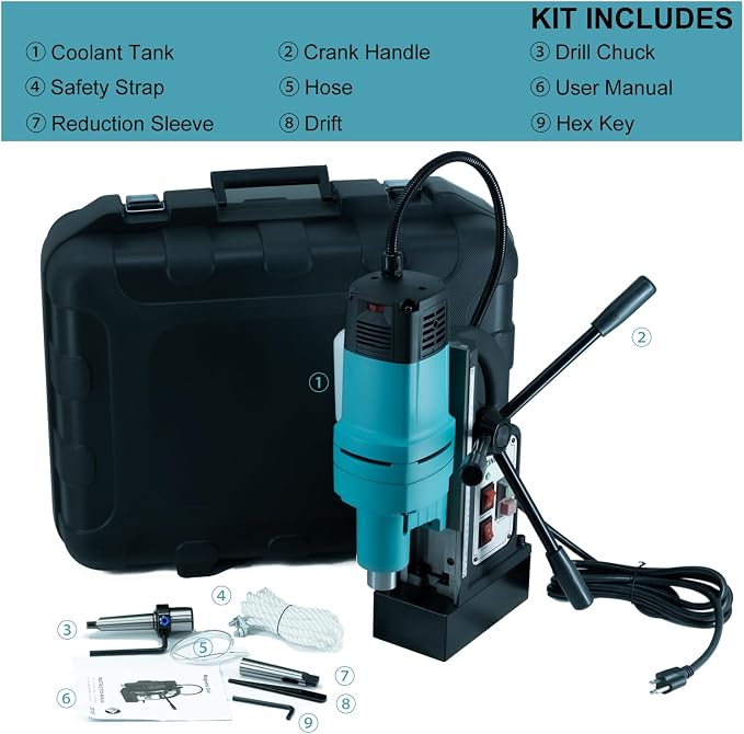 Mag Drill Press, 1800W Magnetic Drill, 2-3/18 inch Max Boring Diameter, 3370lbf/15000N Mag Force, Portable Electric Mag Drill Press for Metal Surface