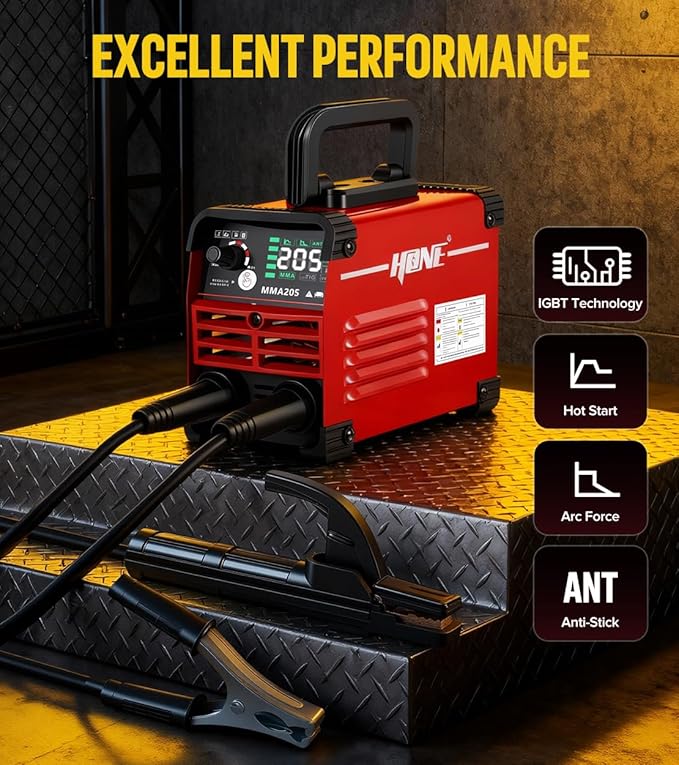 HONE Stick Welder 110v, Upgraded 205Amp Mini Welding Machine with Lift Tig Welding, IGBT Inverter Arc Welder Machine 110v with Hot Start Arc Force Anti-Stick VRD for 1/16"-1/8" Rod, Include 25 Rods.