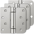 Luxbaro 3 Pack Self Closing Door Hinges, 4 Inch Spring Loaded Hinges with Square & 5/8'' Radius Corners, Adjustable Tension for Garage, Front Door, for Left and Right Hand Door, UL Listed