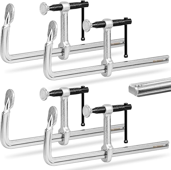 4-Pack 12-Inch F-Clamps for Welding, 4-3/4 Inch Throat Depth 1320 lbs Load Capacity, Heavy-Duty Bar Clamps Woodworking & Metalworking, All-Steel Construction