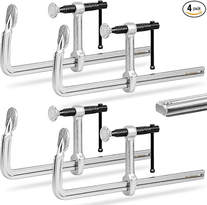 4-Pack 12-Inch Heavy-Duty F-Clamps for Welding, Bar Clamps 550 lbs Load Capacity, 3 Inch Throat Depth Woodworking & Metalworking, All-Steel Construction