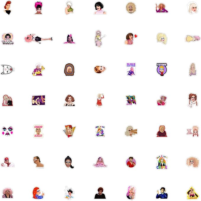 BulbaCraft Drag Queen Stickers for Water Bottle and Laptop - Pride Party Supplies, Decorations & Gifts, Waterproof Vinyl Decals, Gifts for Women & Men