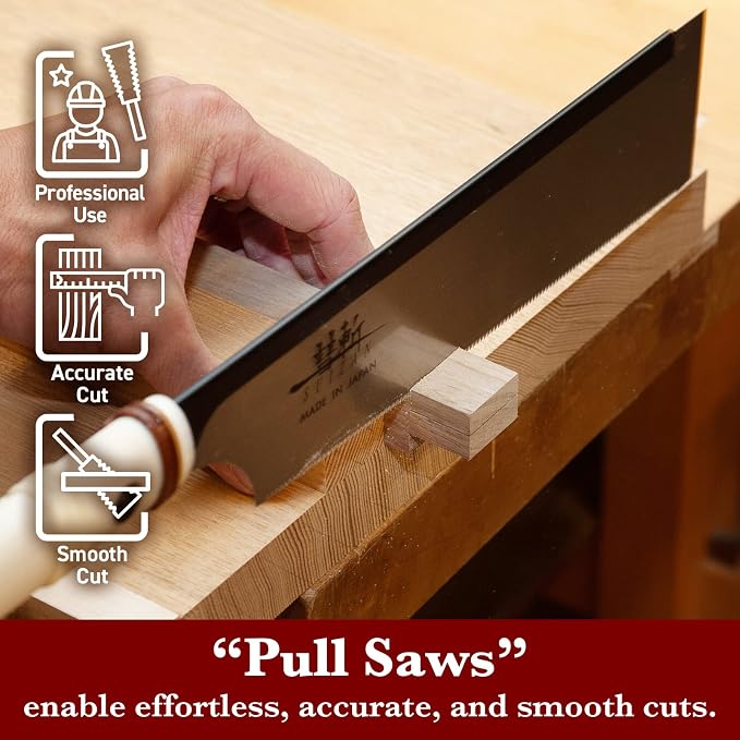 SUIZAN Dozuki Dovetail Saw 9.5" Cross Cut - Japanese Pullsaw Hand Saws | Professional Pull Saw for Woodworking Joinery Tenon Furniture Making DIY Tools Fine Wood Cut Sharp Replaceable Blade