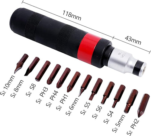 1/2" Hand Manual Reversible Impact Driver Set Extractor-12 PCS Impact Screwdriver S2 Steel Much More Durable Disengage Rusted Fasteners (3/8short impact screwdriver)