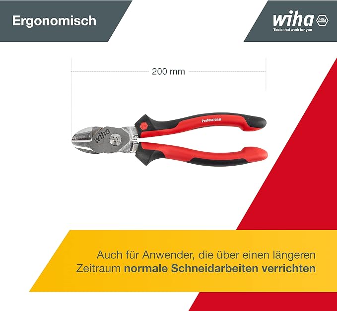 Wiha BiCut Professional - pliers (Diagonal-cutting pliers, Steel, Black/Red)
