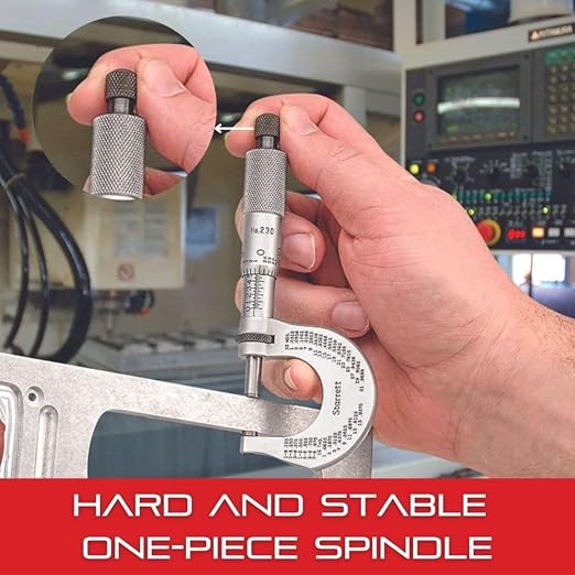 Starrett Outside Micrometer with One-Piece Spindle, Satin Chrome Finish and Advanced Sleeve Design - Quick and Easy Adjustment, 5-6" Range, .0001" Graduation - T436.1XRL-6