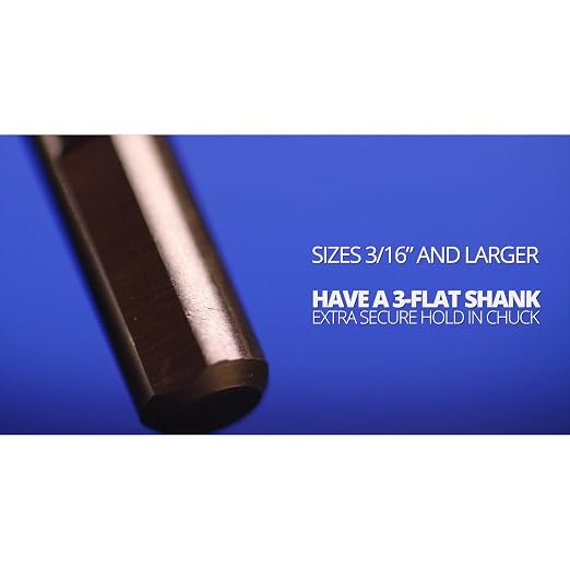 Drill America 3 Piece Cobalt Stepped Drill Bit Set with 1/2" Reduced 3-Flat Shank, Gold Oxide Finish for Drilling Acrylic, Steel, Hard Metals, GSC Series